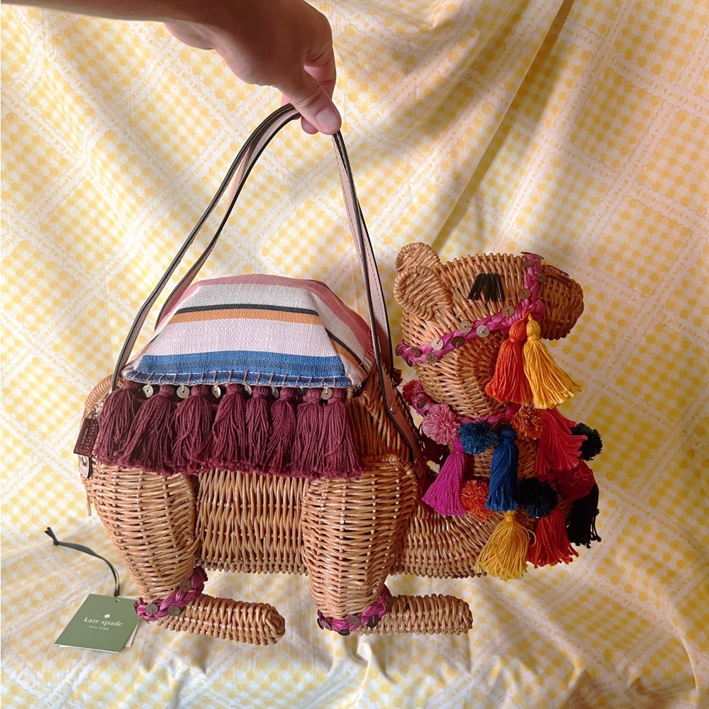 RARE Kate Spade “spice things up” wicker camel bag